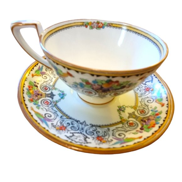 Crown Staffordshire Rennaissance Floral Tea Cup and Saucer England China CT318 - Picture 3 of 12